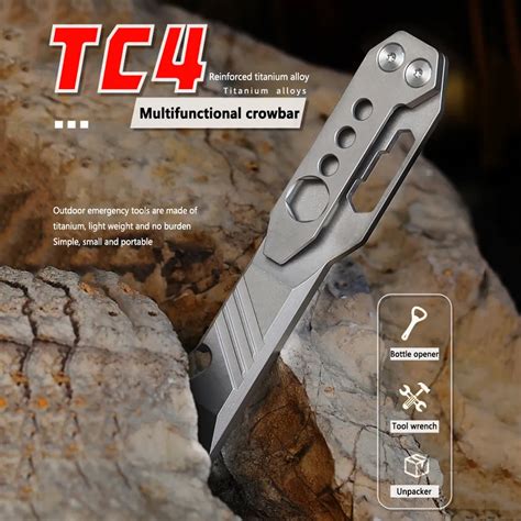 Outdoor Multi Functional Survival EDC Tool TC4 Titanium Alloy Crowbar