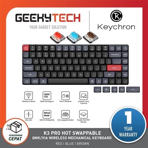 Jual Keychron K3 Pro Hot Swappable Rgb Low Profile Gateron Mechanical Shopee Indonesia
