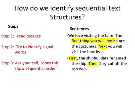 Learning Objective Identify Sequential Text Structures In Expository