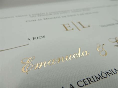 Convite Casamento Nome Dos Noivos Em Hot Stamping Dourado No Elo Loja Convites De Casamento