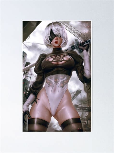 Póster Sexy YoRHa 2B Lascivo Muslos Thicc Ass Butt Nier Automata