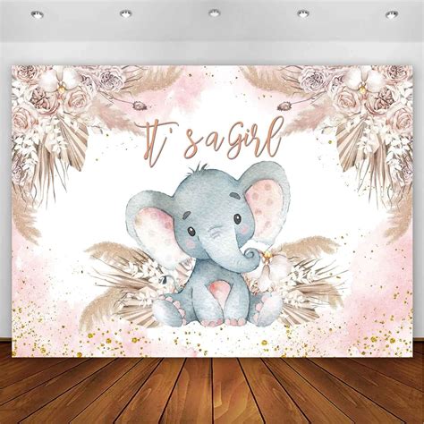 Amazon Sensfun Girl Elephant Baby Shower Backdrop Boho Pink