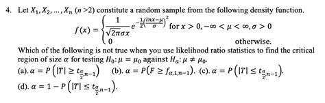 Solved Let X X Xn N Constitute A Random Sample Chegg