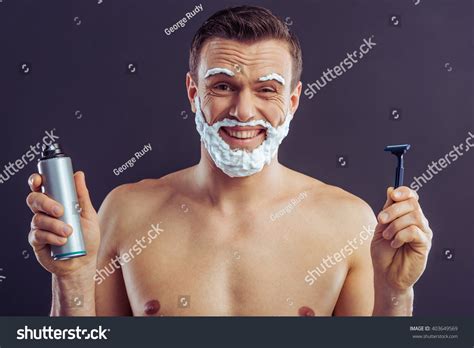 Handsome Naked Man Shaving Foam On Stock Photo Edit Now 403649569