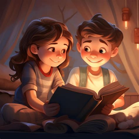 Premium Photo | They Are Reading A Book Together In Bed At Night