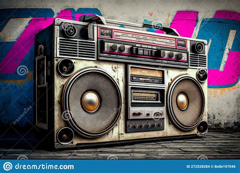 An Old Boombox with Graffiti on it. Generative AI Stock Illustration ...