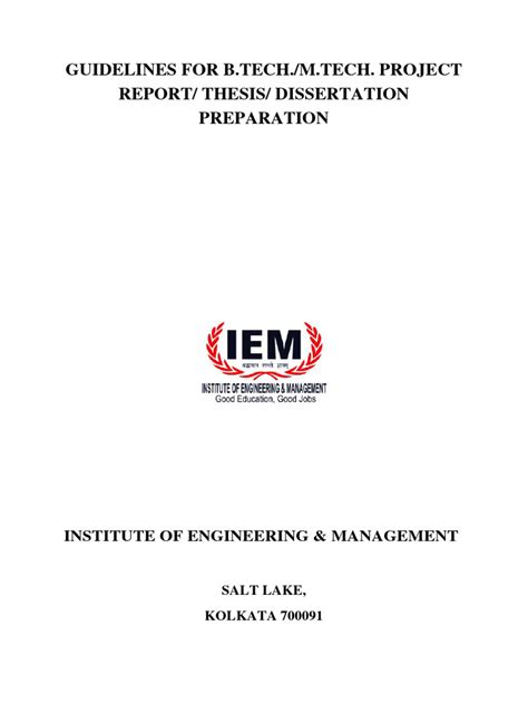 Final Iem Ug Pg Thesis Template And Guidelines Download Free Pdf