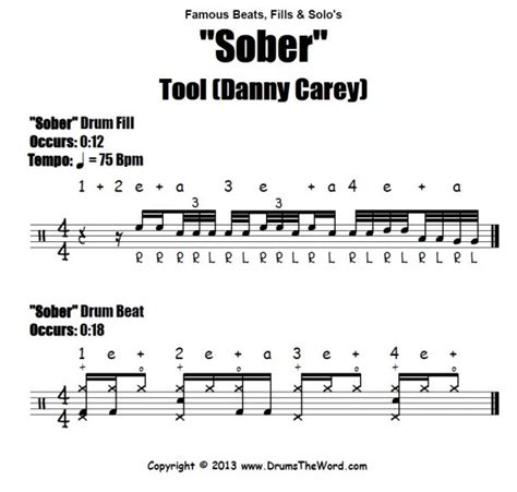 Sober Tool Drum Beat And Fill Free Drum Lesson And Pdf Chart Notation Danny Carey