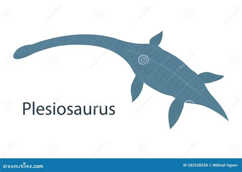 Illustration Prehistoric Underwater Dinosaur Plesiosaurus With Fins