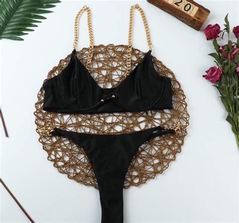 Bikini 2021 Summer Swimwear Sexy Katara Bikini Women Two Piece Chain String Bathing Suit Bikini