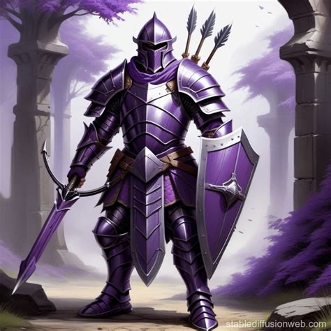 Purple-Armed Warrior with Shield and Crossbow | Stable Diffusion Online