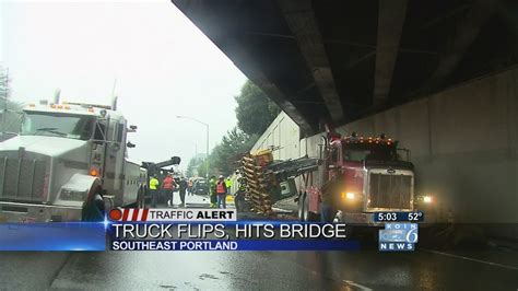 Truck Hits Bridge Flips Closes Road Youtube