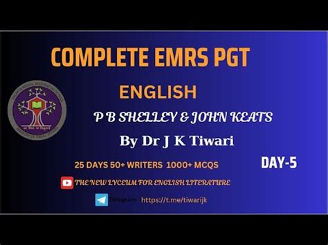 English Ii Emrs Pgt English Class Ii P B Shelley And John Keats Mcqs