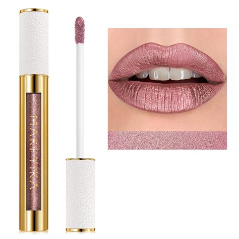 Amazon Maki Yika Metallic Pink Lipstick For Women Nude Lipsticks Long Lasting Shine