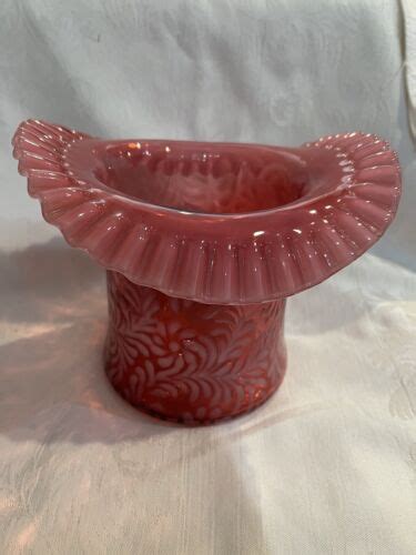 Vintage Fenton Daisy Fern Cranberry Opalescent Large Hat Vase Ebay