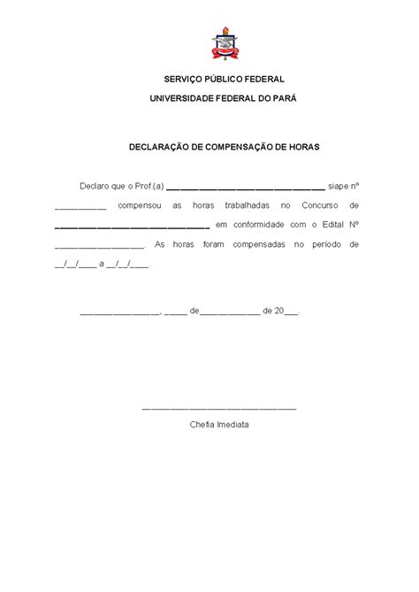 Modelo Declaração de Compensação de Horas - engenharia de software