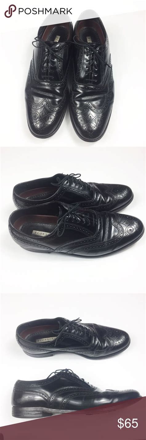 Florsheim Mens Black Leather Wingtip Oxford Shoes Wingtip Oxford