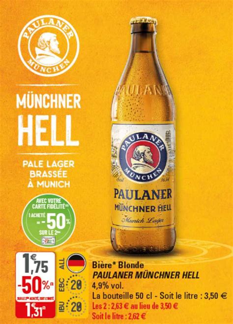 Offre Bière Blonde Paulaner Münchner Hell 4 9 Vol chez G20