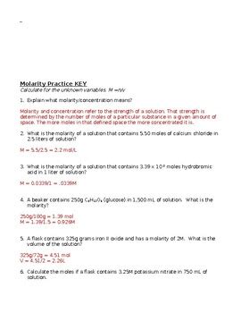 Molarity Practice By Schrim S Chem Teachers Pay Teachers