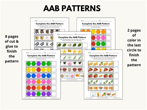 Printable Patterns Worksheets Math Early Math Skills - Etsy