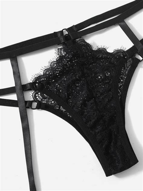Floral Lace Cut Out Garter Lingerie Set Shein Usa