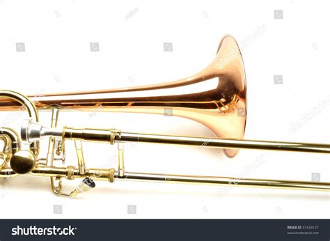 Piece Gold Trombone On White Background Stock Photo 41433127 Shutterstock