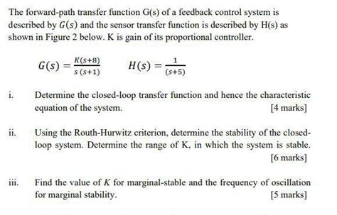 Solved The Forward Path Transfer Function G S Of A Feedback Chegg