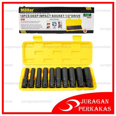 Jual MOLLAR Mata Sok Impact 1 2 Set 10 Pcs 8 24 Mm Panjang Deep Socket