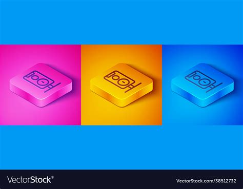 Isometric Line Stereo Speaker Icon Isolated Vector Image