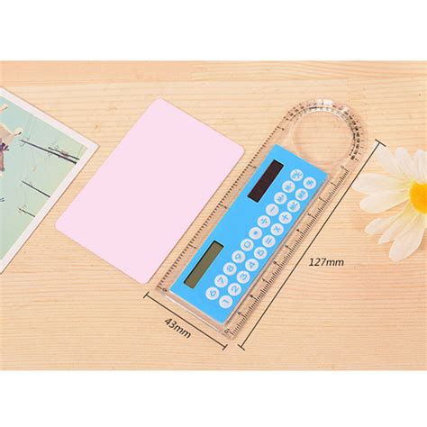 1pc 10cm Ruler Mini Calculator Ultra Thin Solar Energy Multifunction