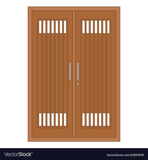 Wooden door with classic design Royalty Free Vector Image