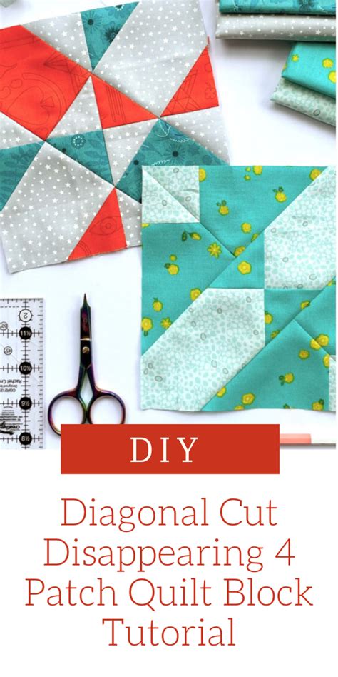 Diagonal Cut Disappearing 4 Patch Quilt Block Tutorial Artofit