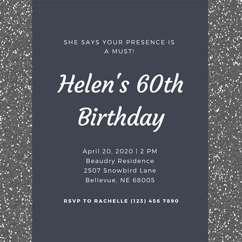 Printable Blank 60Th Birthday Invitation Template