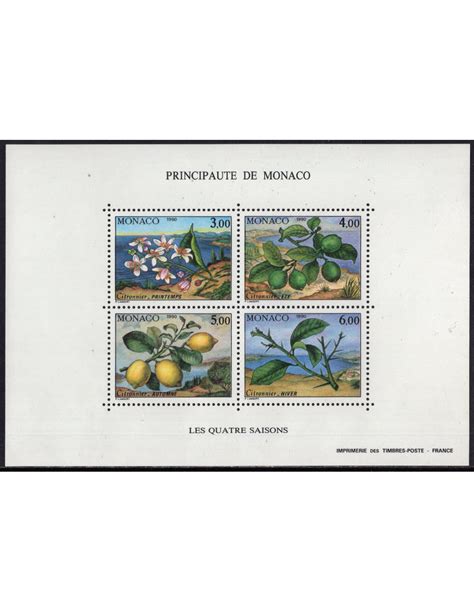 Mónaco 1990 Hojas bloque Nº 00051 MNH Las 4 estaciones del