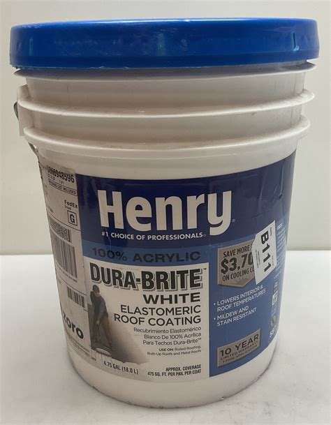 Henry Acrylic Reflective Elastomeric Roof Coating 475 Gallon White