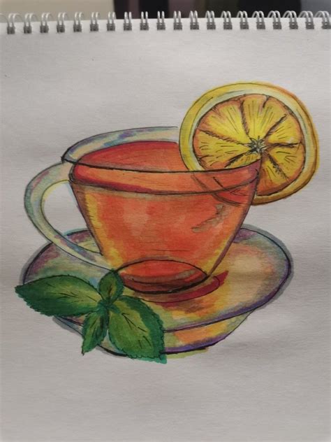 Чай с лимоном, скетч Cute Food Drawings, Cool Art Drawings, Basic ...
