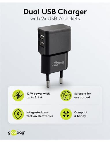 Podwójna ładowarka USB 12W czarna rbline pl