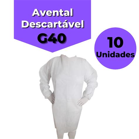 Avental Descartável Manga Longa TNT Gramatura 40 Branco 10 Unidades