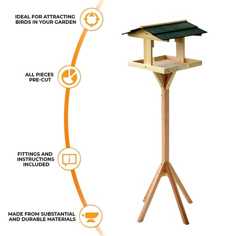 Traditional Wooden Bird Table Garden Birds Feeder Feeding Station Free