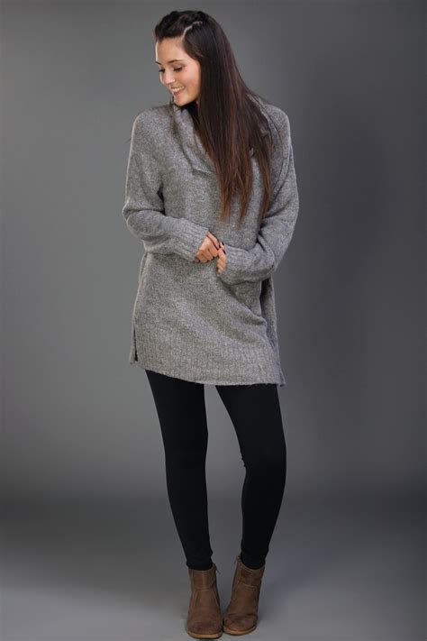 Thick And Cozy Gray Sweater Cowl Neck And The Perfect Length To Wear