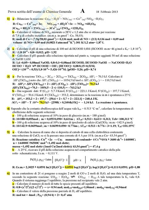 Chimica Generale E Inorganica Esercizi E Soluzioni