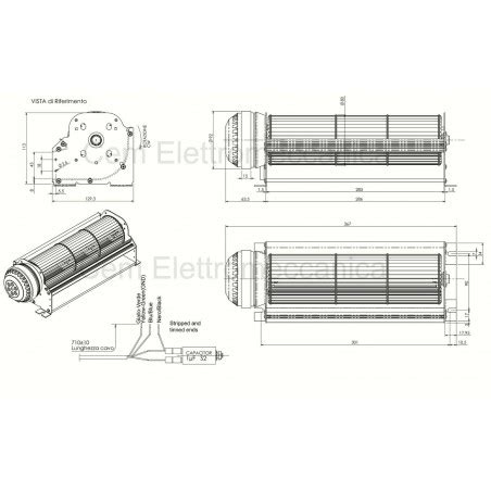 Ventilatore tangenziale ø 80 mm lunghezza ventola 300 mm motore SX CEM