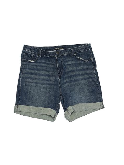 Simply Vera Vera Wang Solid Blue Denim Shorts Size 12 56 Off Thredup