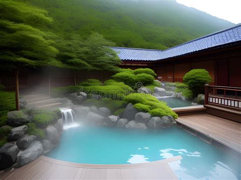 Onsen Outdoor in Japan Near the Mountain, AI Generated Stock ...