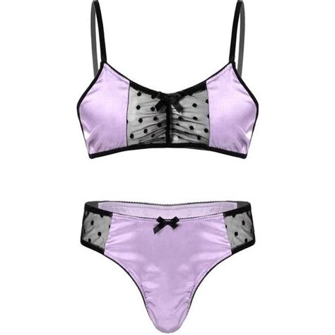 Freebily Homme Sissy Ensemble Lingerie de Nuit Soutien gorge String Culotte Sous vêtements