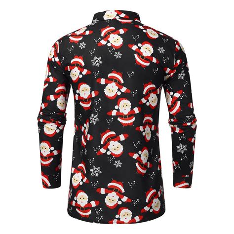 Buy Aika Men Casual Snowflakes Santa Candy Printed Christmas Shirt Top Blouse At Affordable