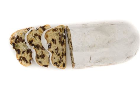 The Three Slices And The Main Part Of Stollen Isolated On A White