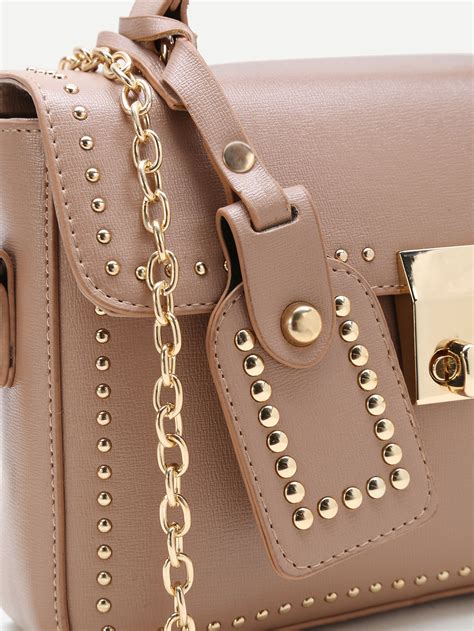 Studded Detail Shoulder Bag With Handle SheIn Sheinside