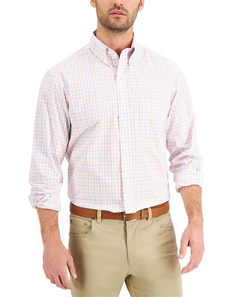 Club Room Mens Classic Regular Fit Performance Stretch Gingham Check