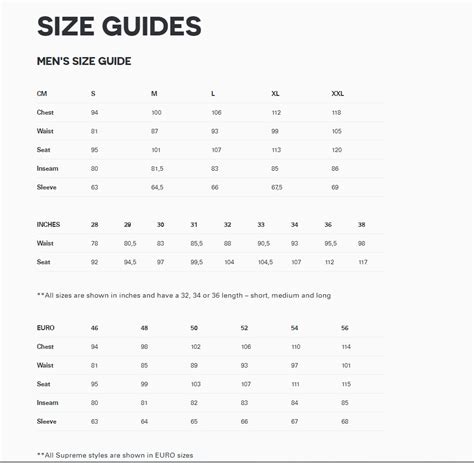 Peak Performance Size Guide